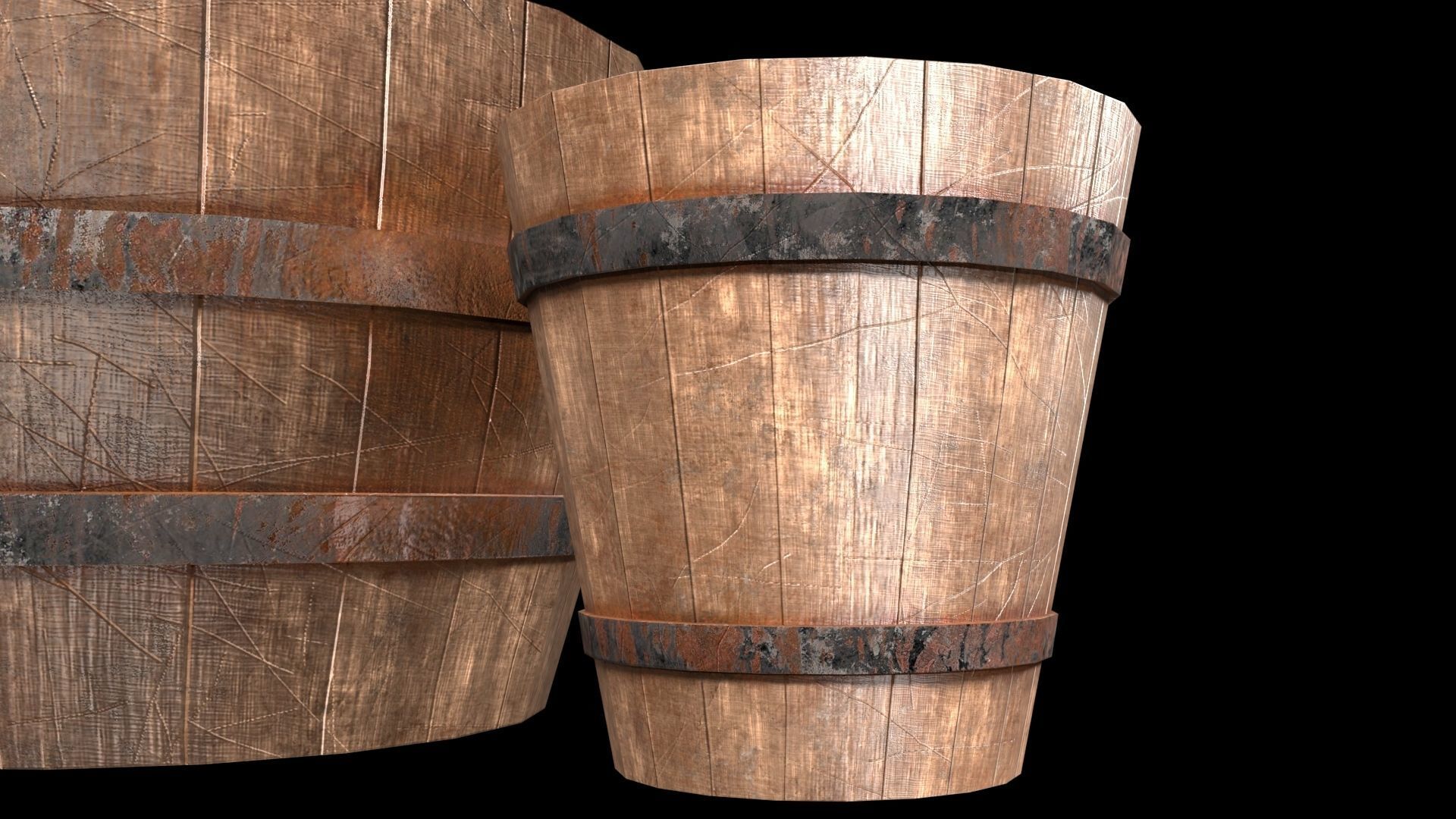 old Wooden Barrel Free low-poly 3D model_3