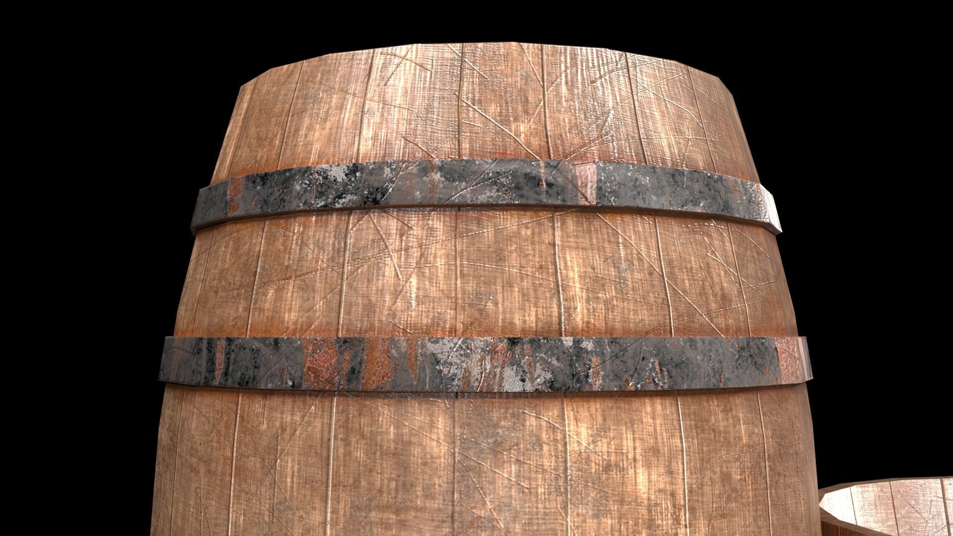 old Wooden Barrel Free low-poly 3D model_1