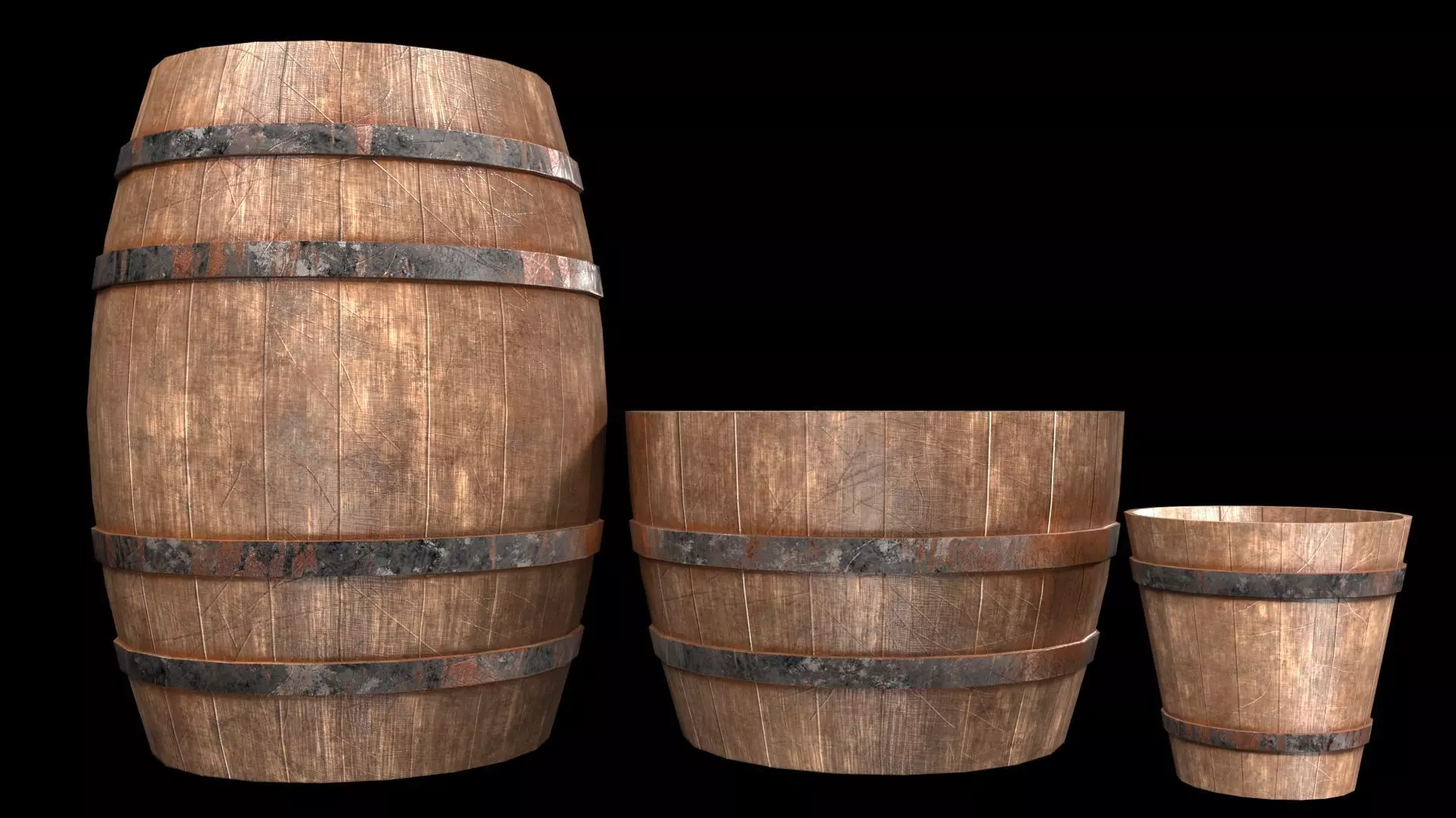 old Wooden Barrel Free low-poly 3D model_0