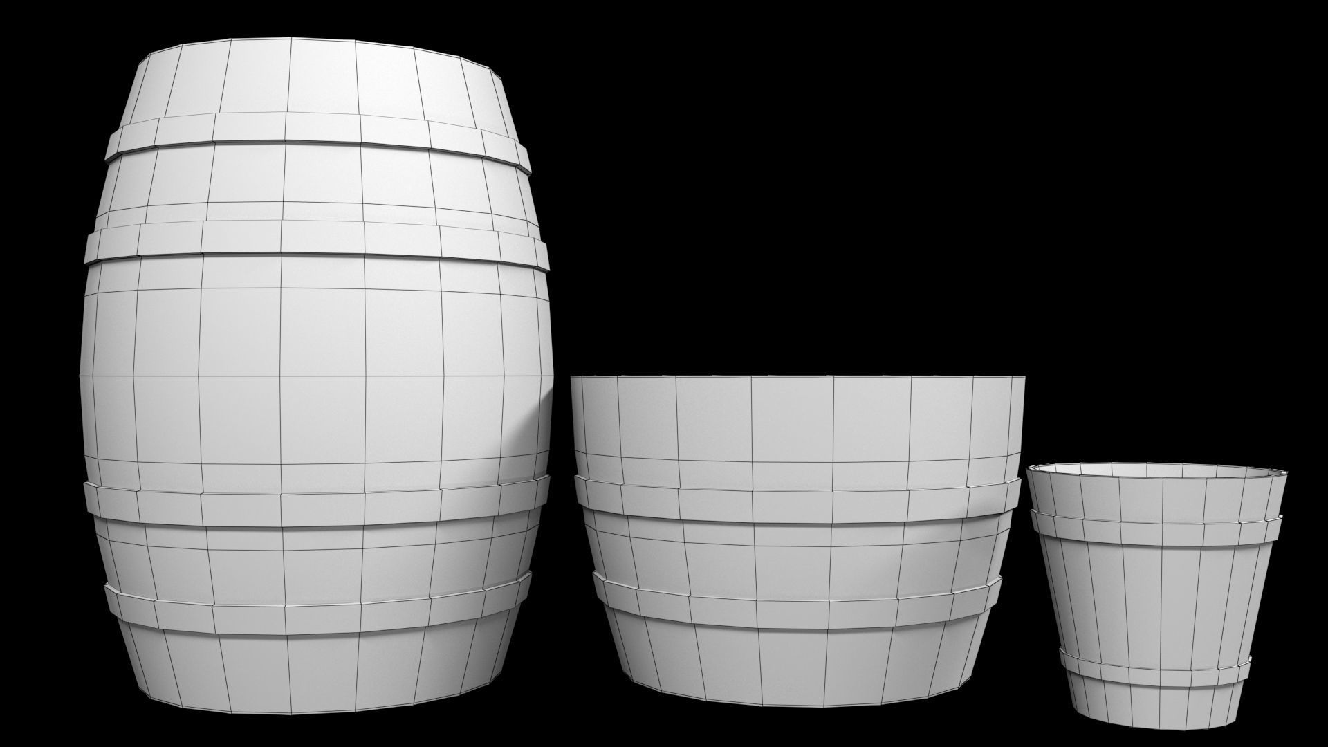 old Wooden Barrel Free low-poly 3D model_6