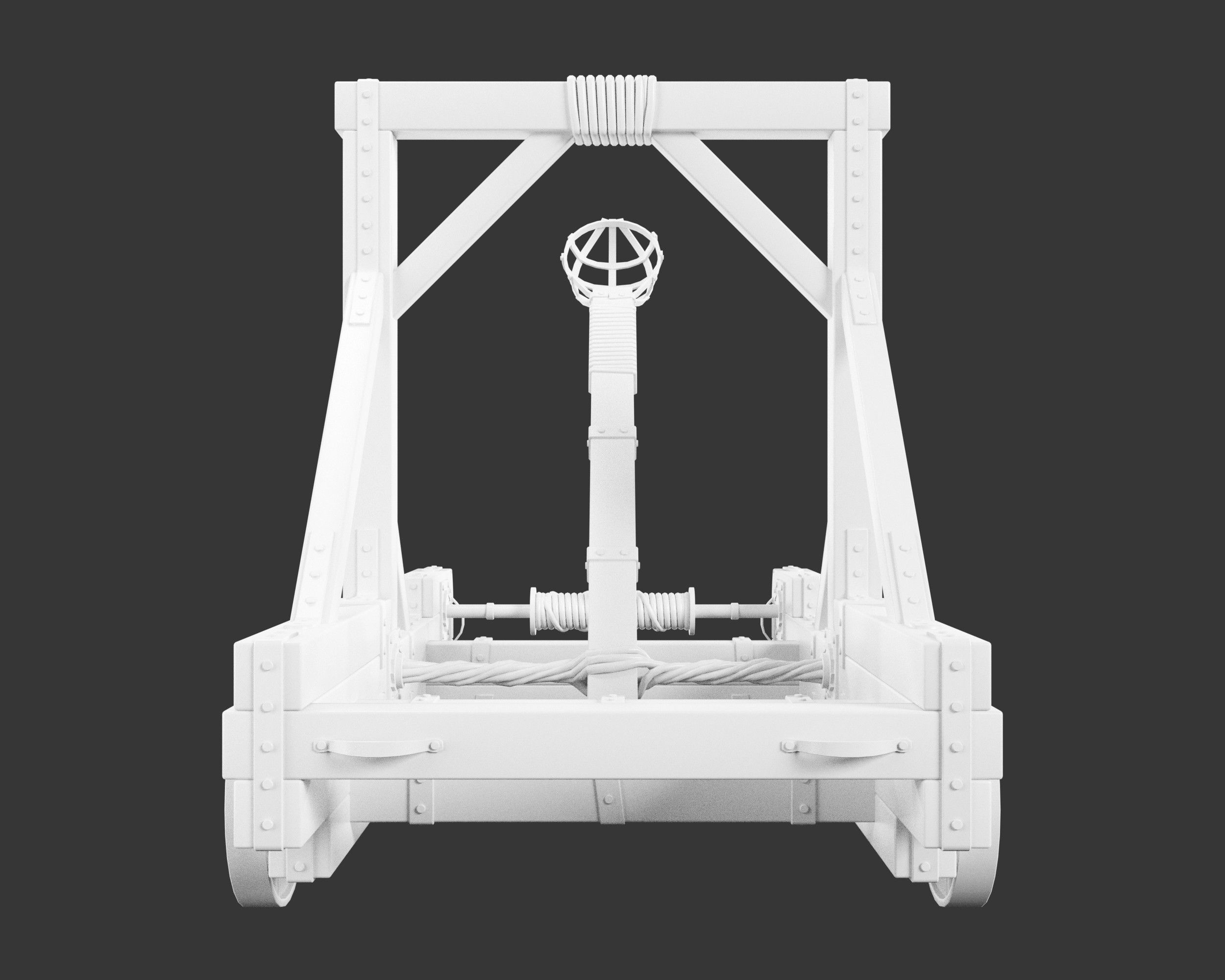 Medieval Siege Engine Catapult Low-poly 3D model_8