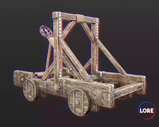 Medieval Siege Engine Catapult Low-poly 3D model