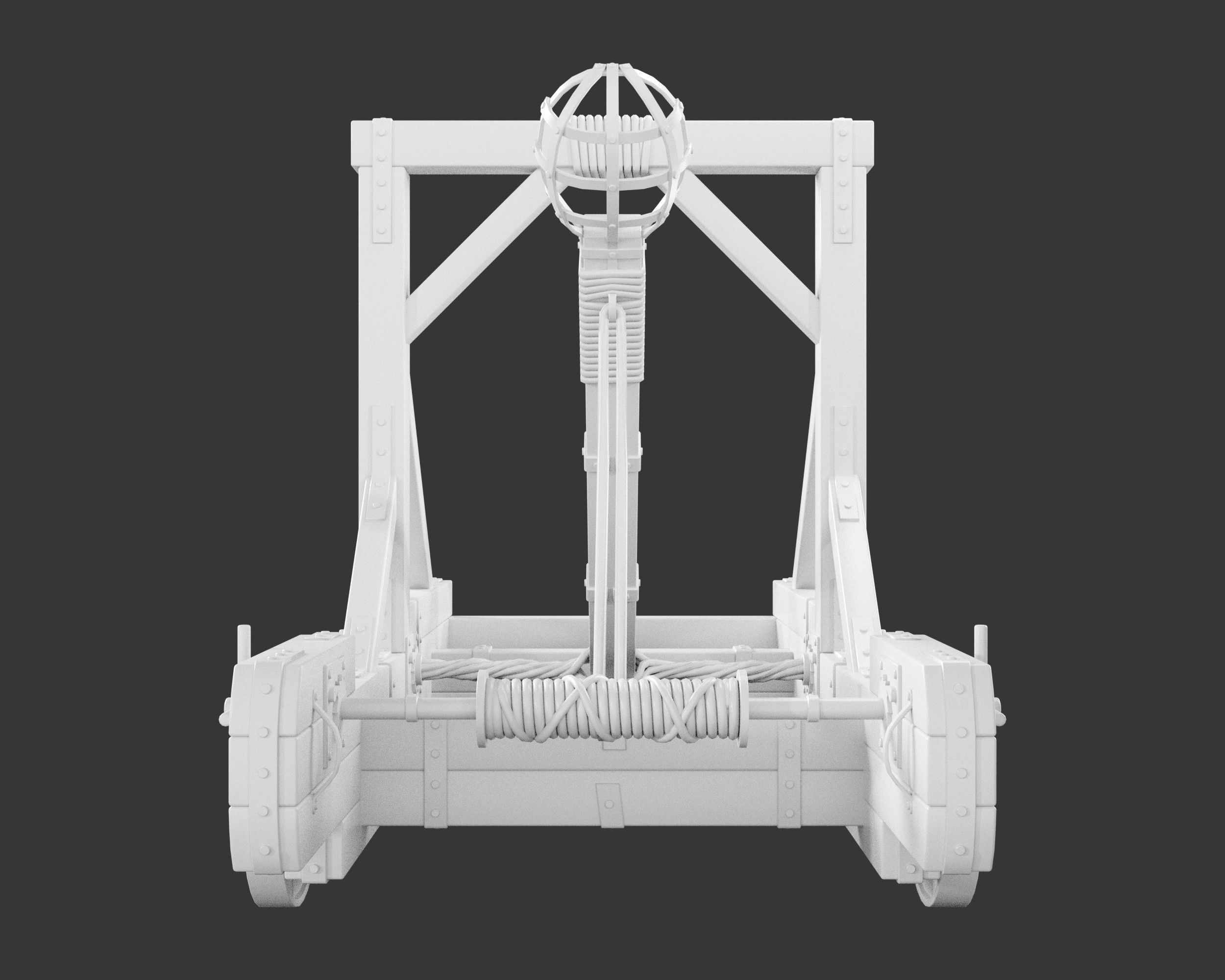 Medieval Siege Engine Catapult Low-poly 3D model_14
