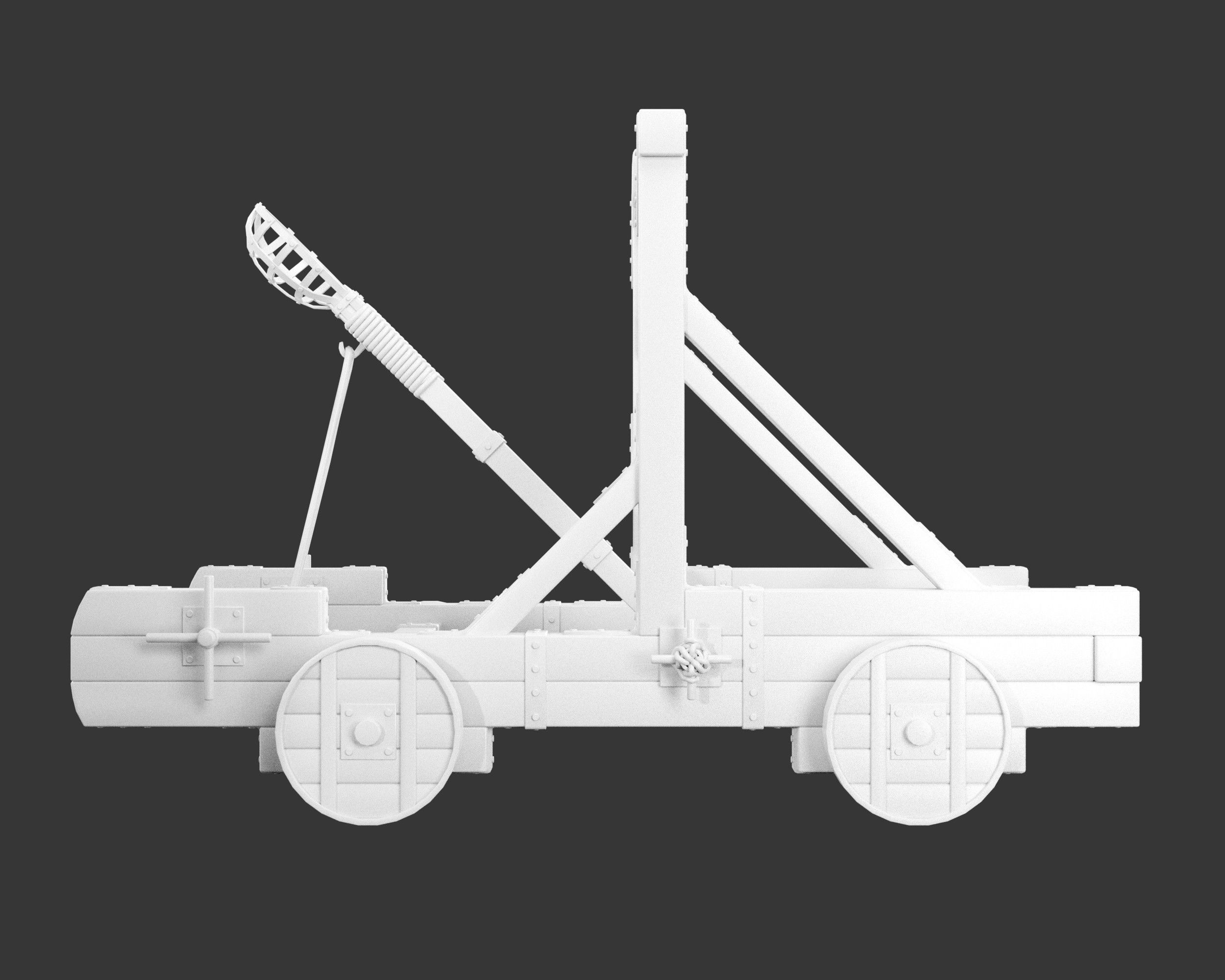 Medieval Siege Engine Catapult Low-poly 3D model_11