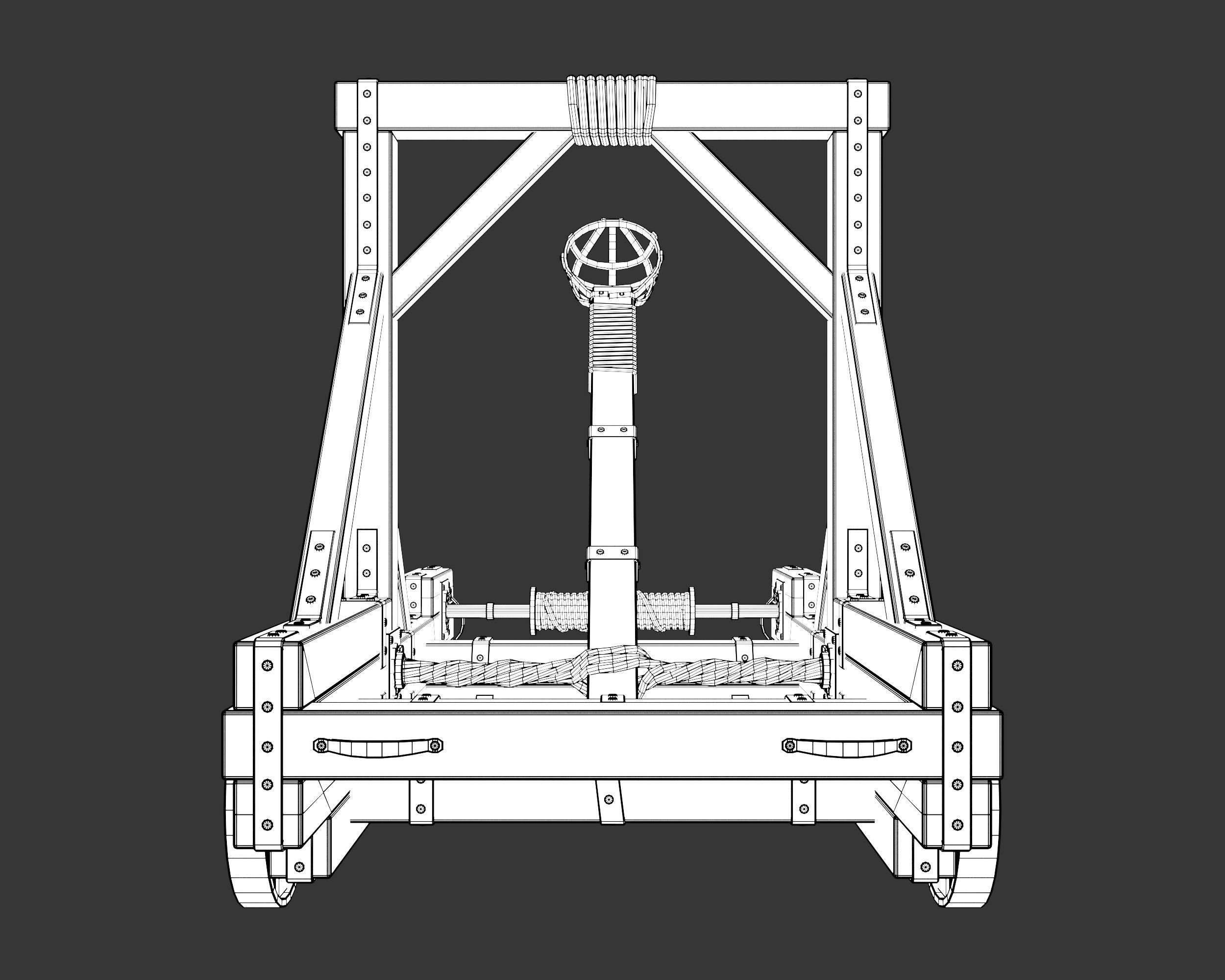 Medieval Siege Engine Catapult Low-poly 3D model_9