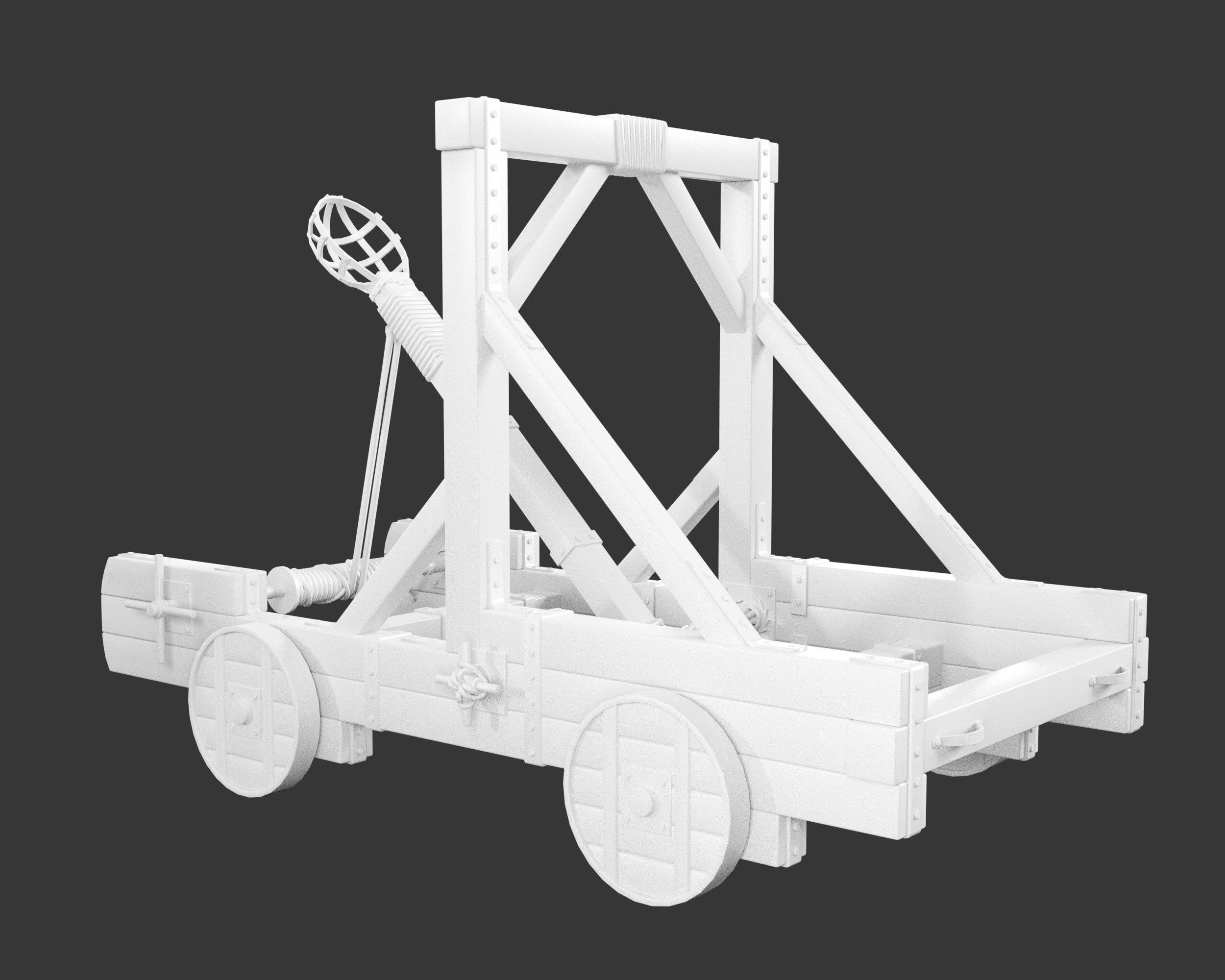 Medieval Siege Engine Catapult Low-poly 3D model_5