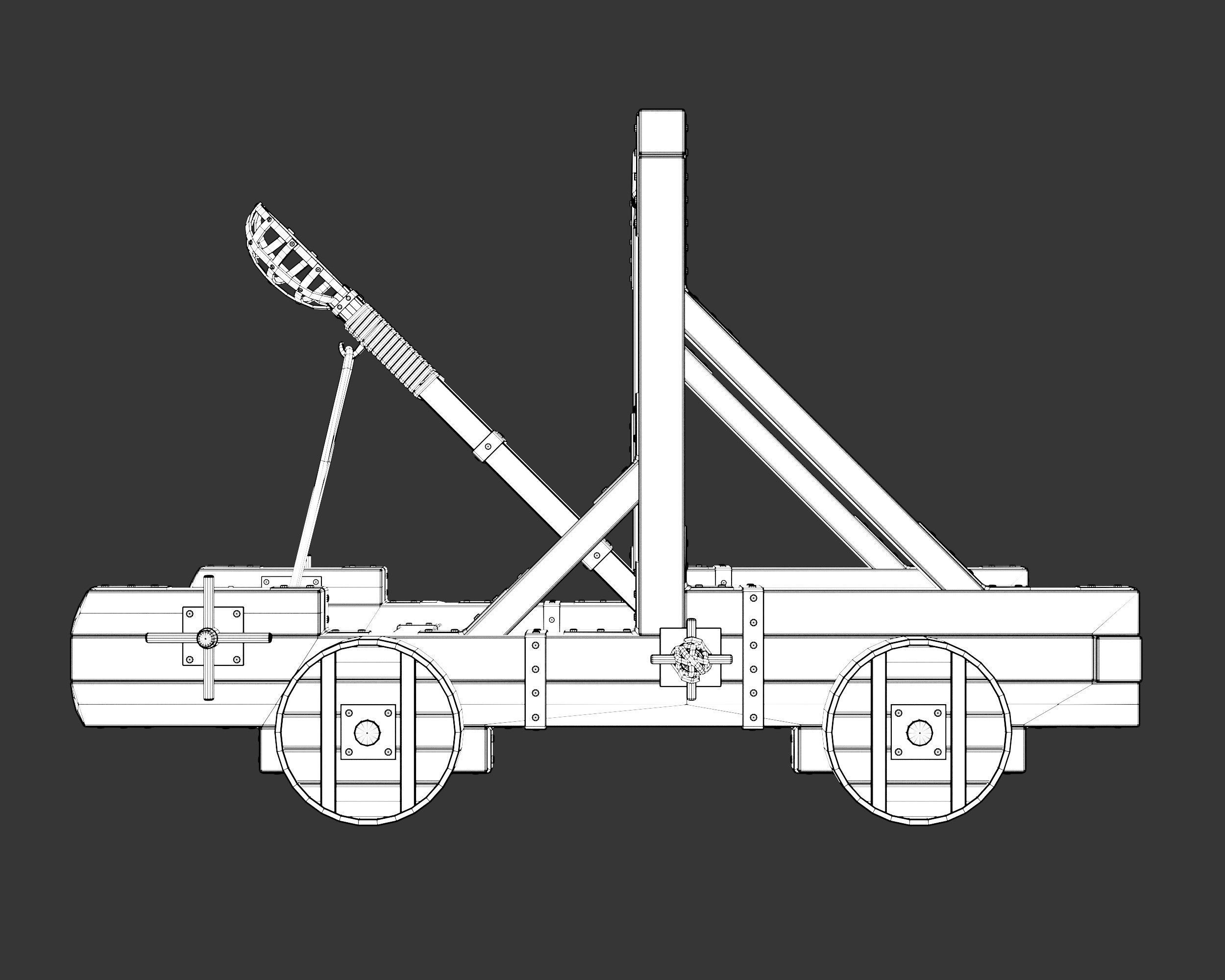 Medieval Siege Engine Catapult Low-poly 3D model_12