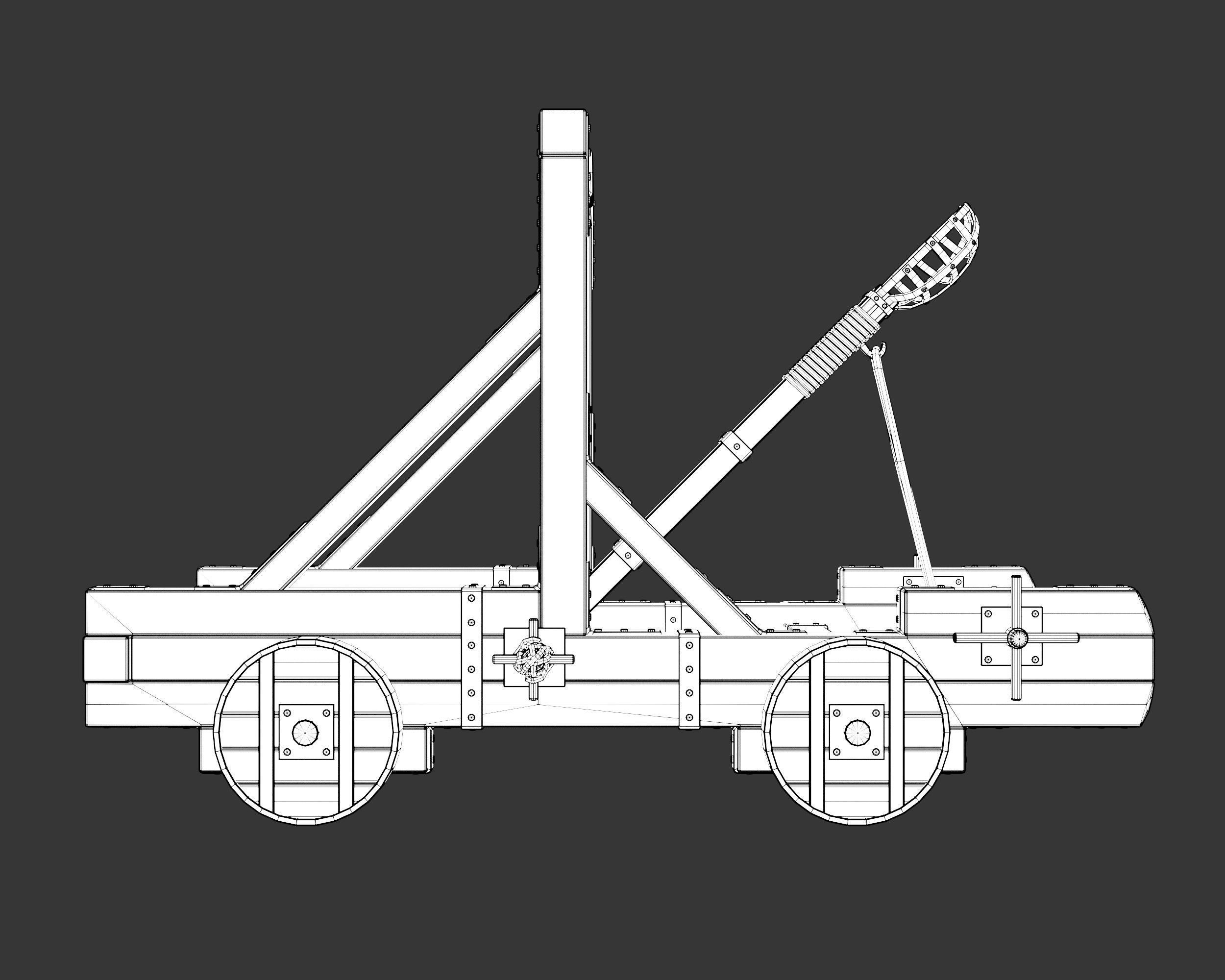 Medieval Siege Engine Catapult Low-poly 3D model_18