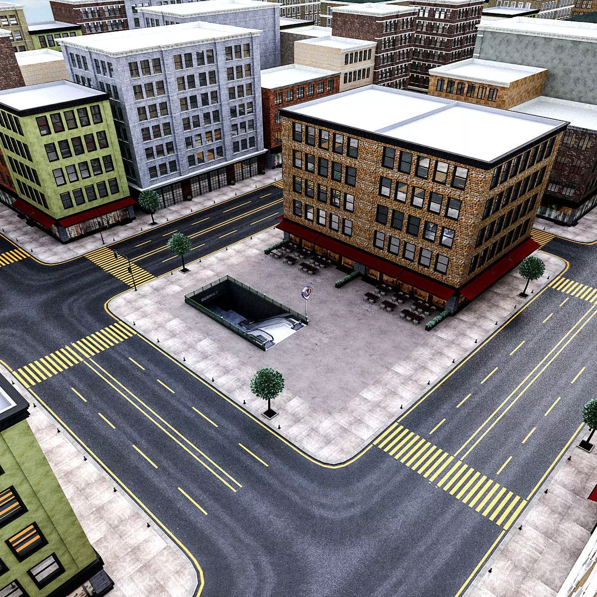 Modular City Low-poly 3D model_0