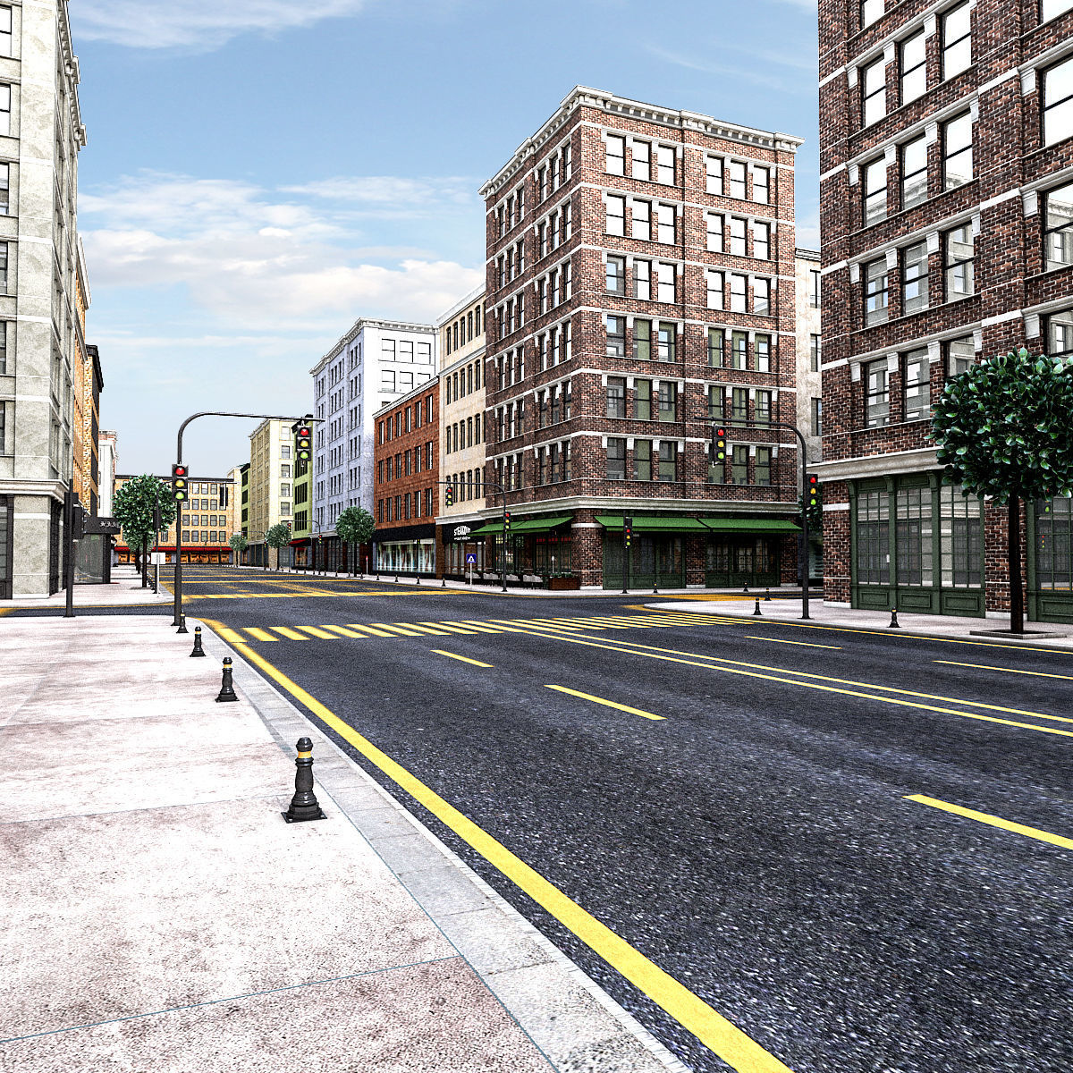 Modular City Low-poly 3D model_1