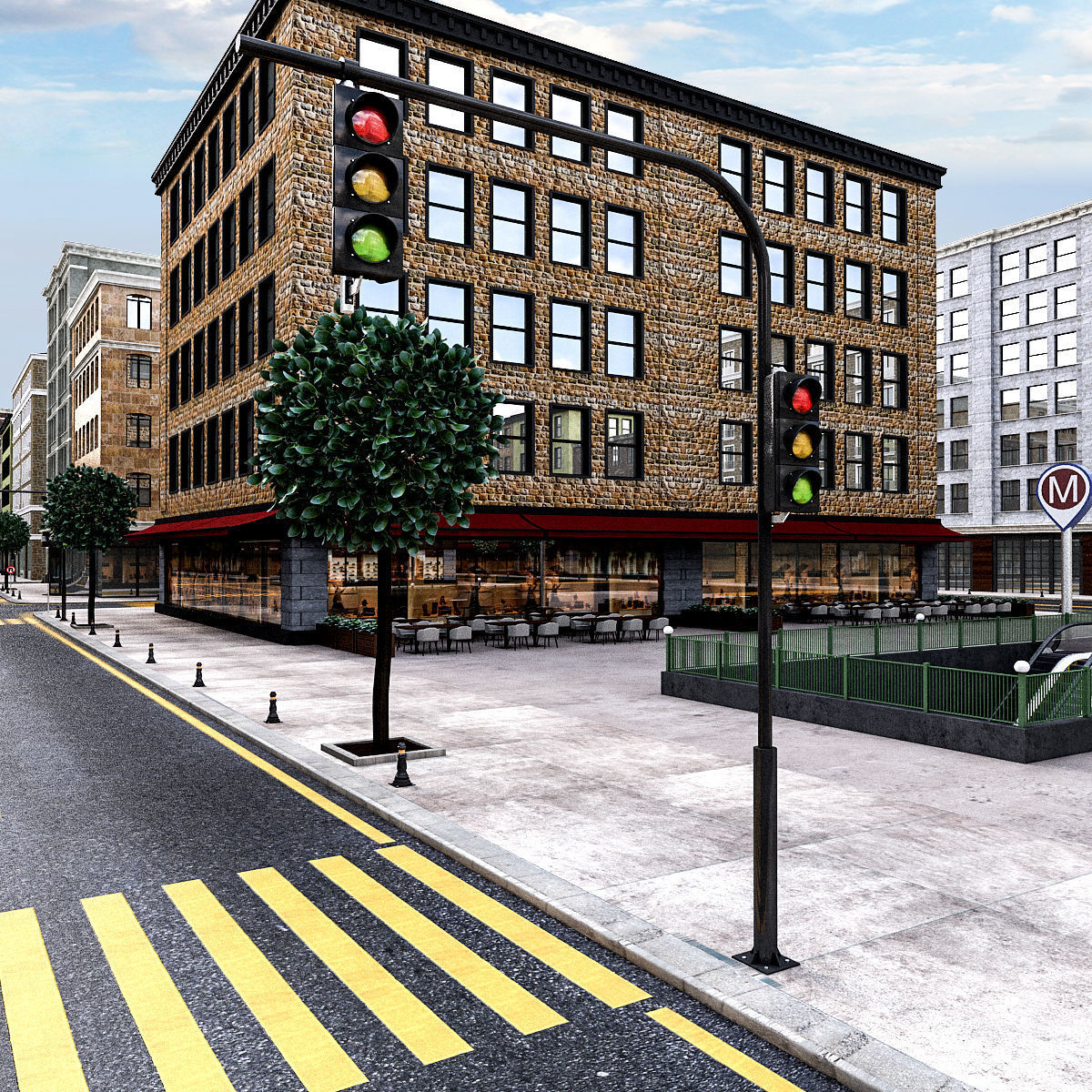 Modular City Low-poly 3D model_14