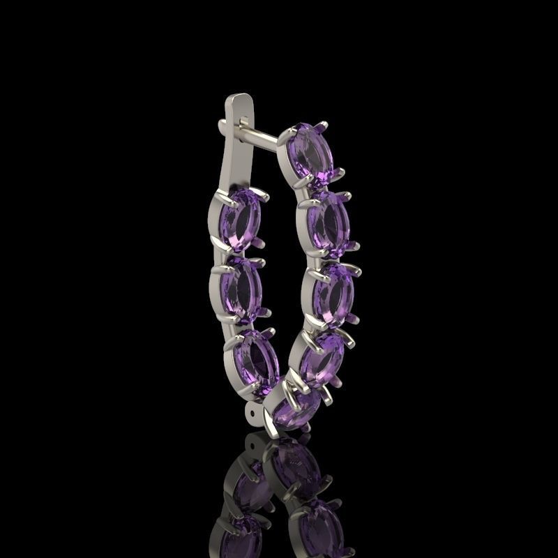 Women Earrings  with gems 3dm stl CAD 3D print model_10