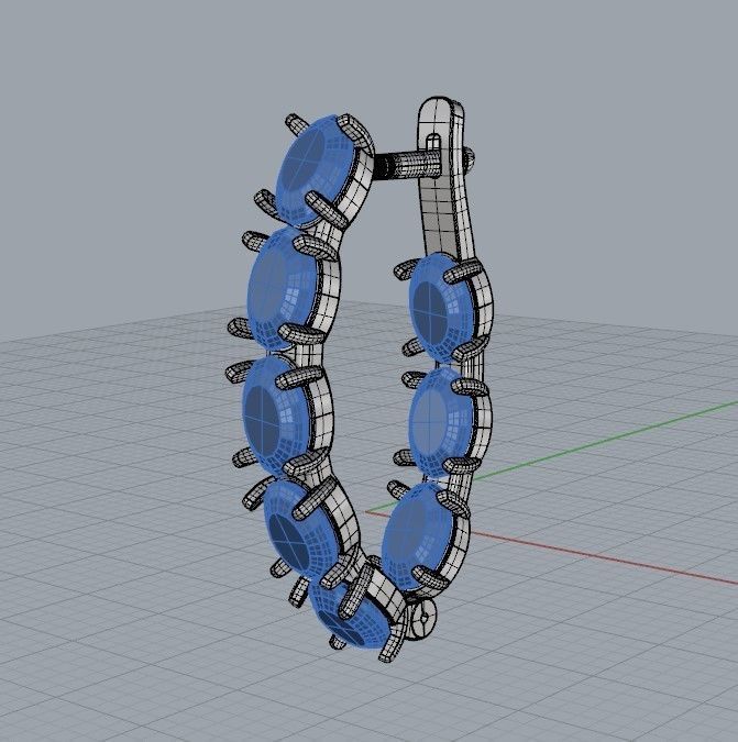 Women Earrings  with gems 3dm stl CAD 3D print model_30