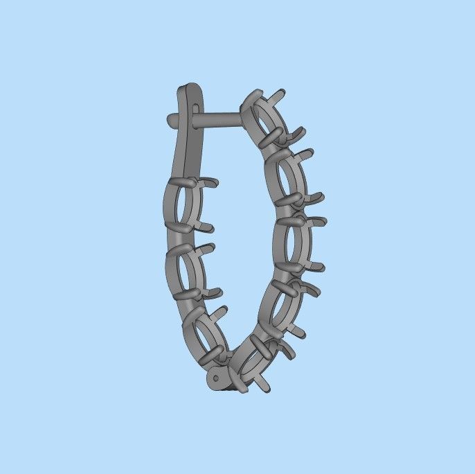 Women Earrings  with gems 3dm stl CAD 3D print model_23