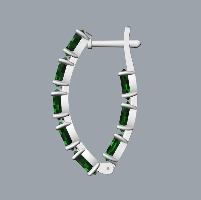 Women Earrings  with gems 3dm stl CAD 3D print model_29