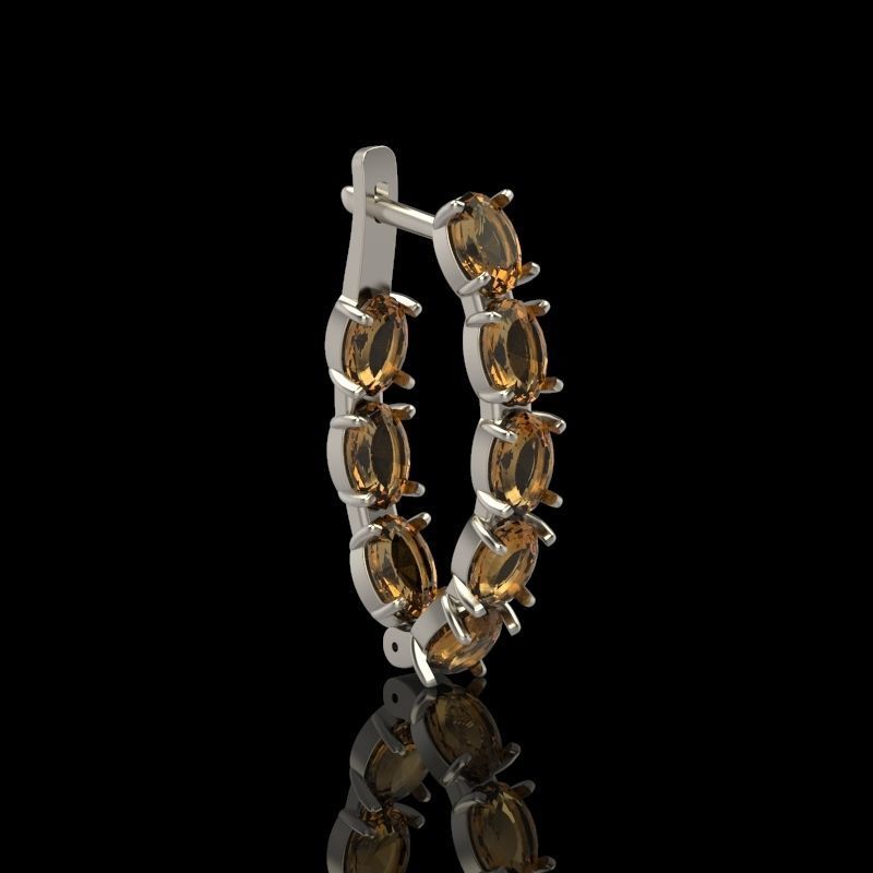 Women Earrings  with gems 3dm stl CAD 3D print model_13