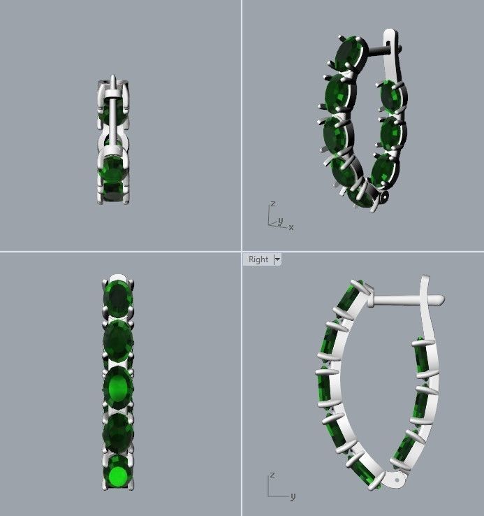 Women Earrings  with gems 3dm stl CAD 3D print model_27