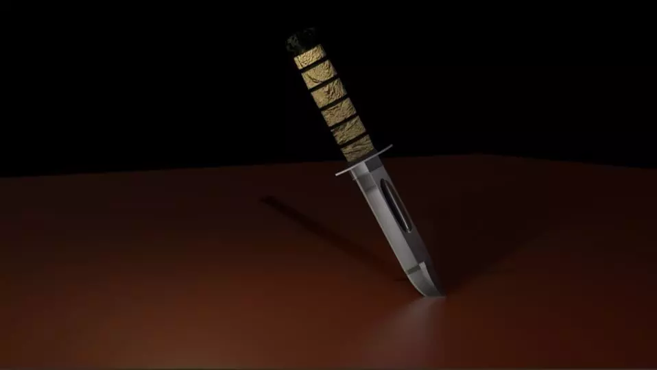 Knife on table Free 3D model