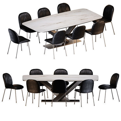 Cattelan Italia Tina chair Stratos Keramik table 3D model