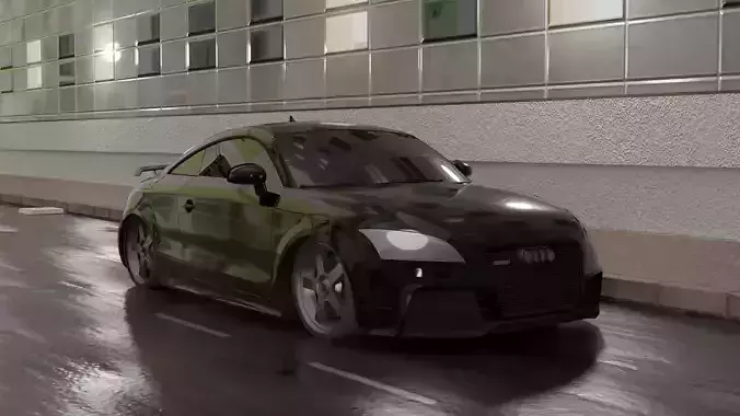 AUDI TT RS night rainy street