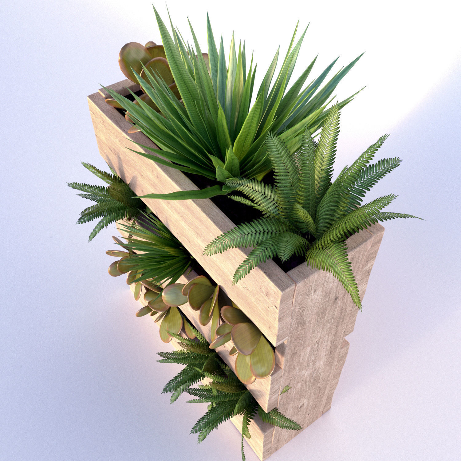 Planter Wodden Box   3D model_1
