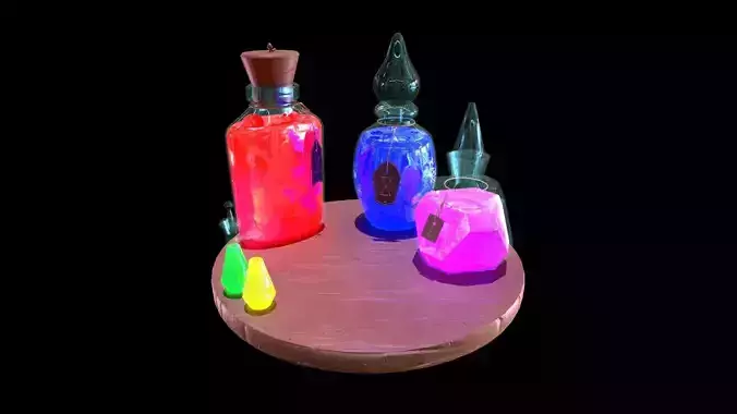 Stylized Set of Potions Low-poly 3D model