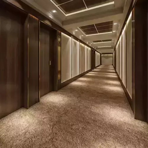 Corridor hallway in hotel Low-poly 3D model