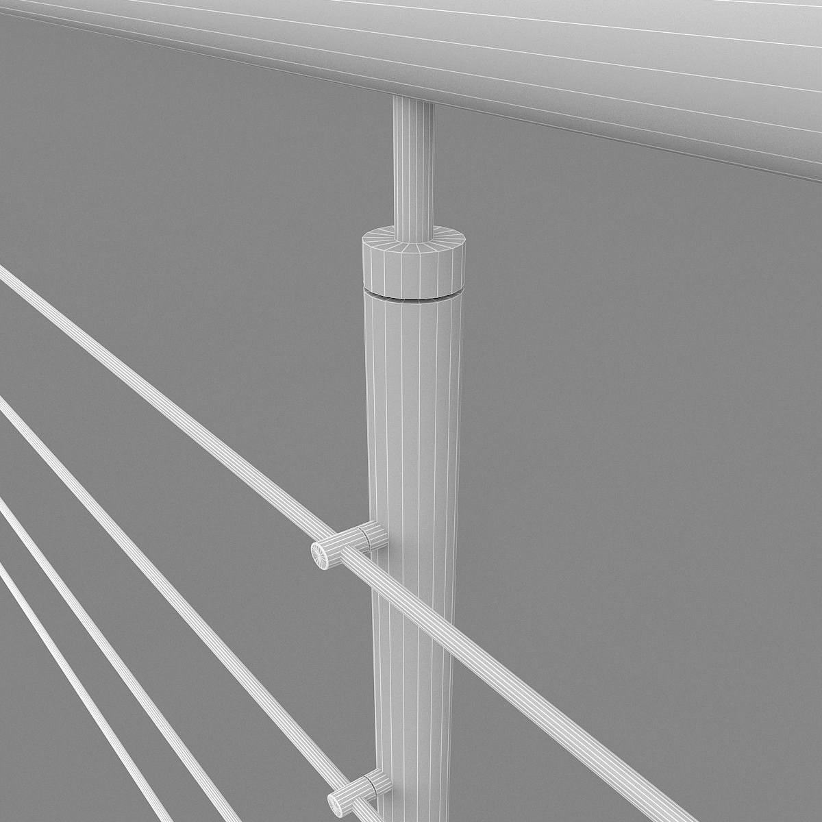 Steel Railing Low-poly 3D model_2