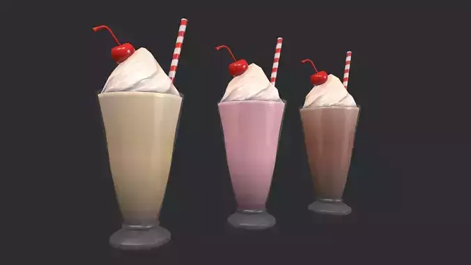 Chocolate - Vanilla - Strawberry Milkshake