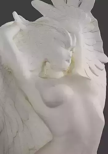 Winged nude female sculpture 3D print model