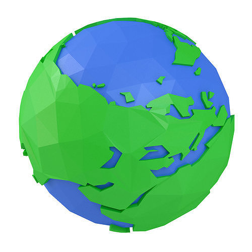 Earth polygonal globe Low-poly 3D model