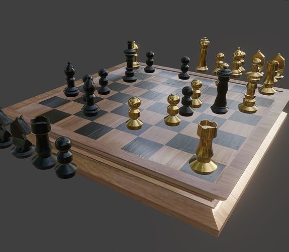 Chess Board and pieces  Low-poly 3D model
