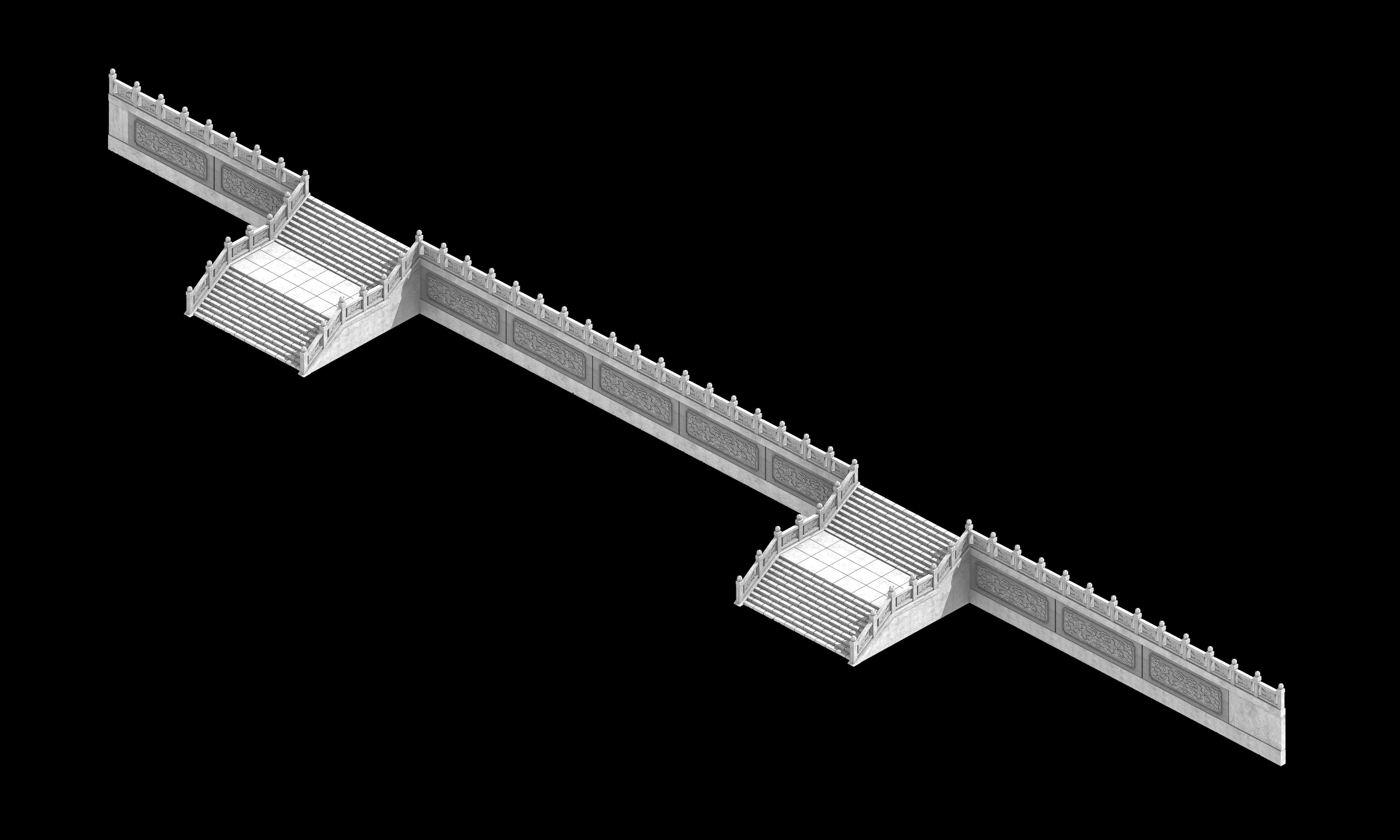 Game Basilica - Stairs 034 3D model_2