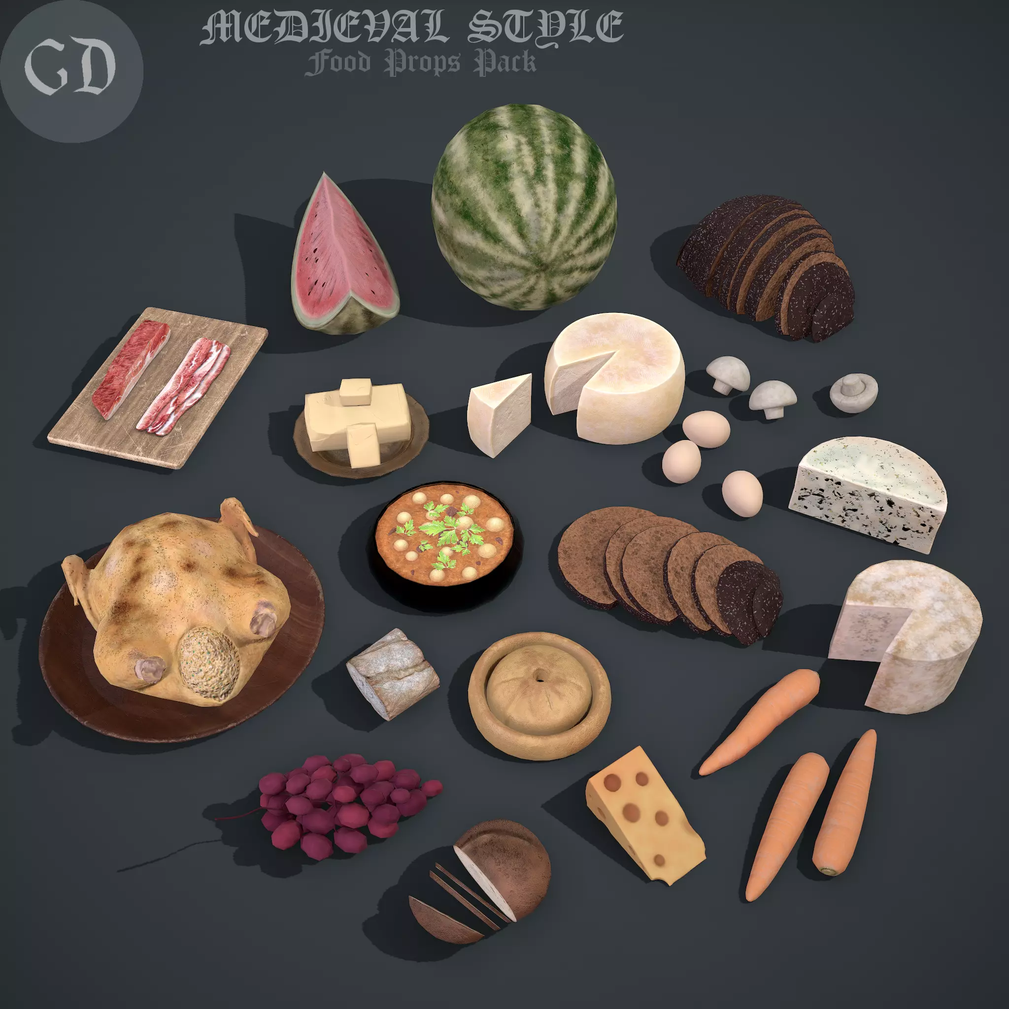Medieval Food Pack 3D Model Collection_0
