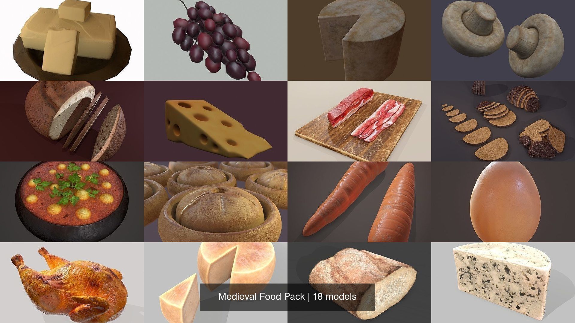 Medieval Food Pack 3D Model Collection_20