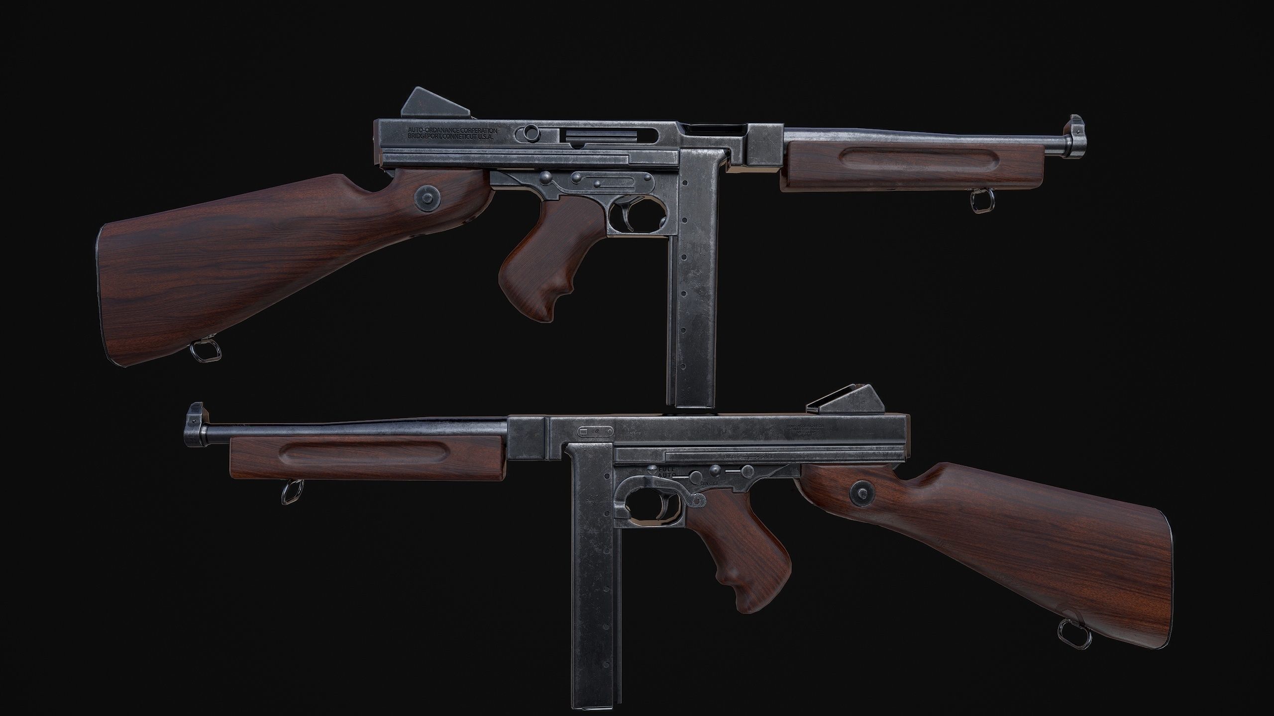 M1A1 Thompson Low-poly 3D model_4