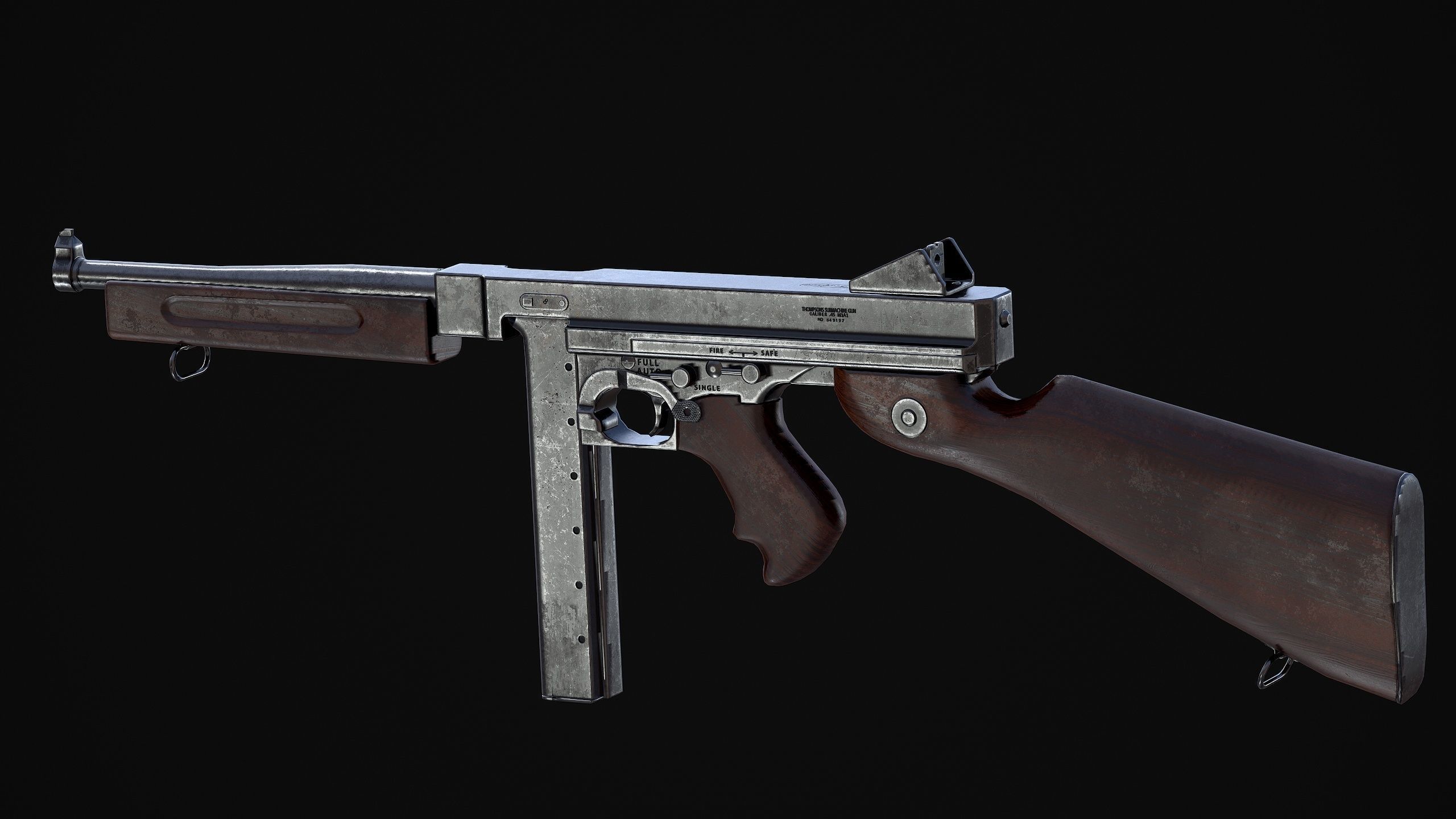 M1A1 Thompson Low-poly 3D model_3