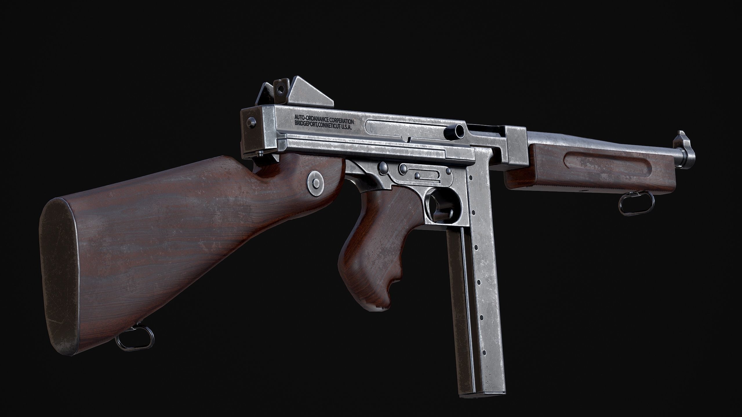 M1A1 Thompson Low-poly 3D model_1