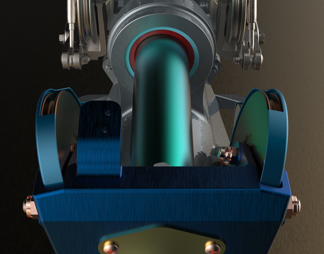 P-51D Mustang TW OLEO Pulley and Base Mount Assem for Shock Cyl 3D print model_1