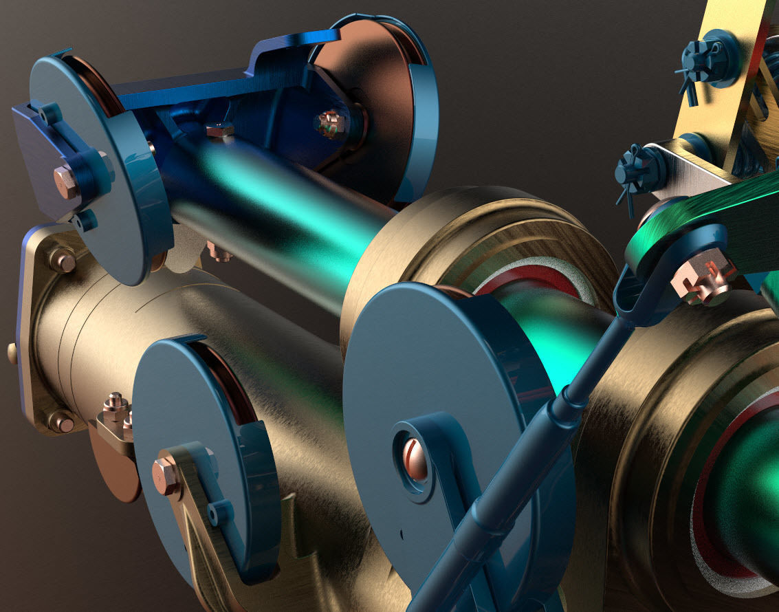 P-51D Mustang TW Shock Cyl Steering Declutch and Mount Brkts 3D Model Collection_5