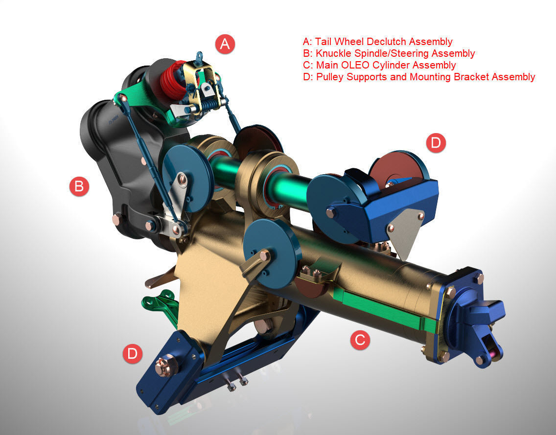 P-51D Mustang TW Shock Cyl Steering Declutch and Mount Brkts 3D Model Collection_1