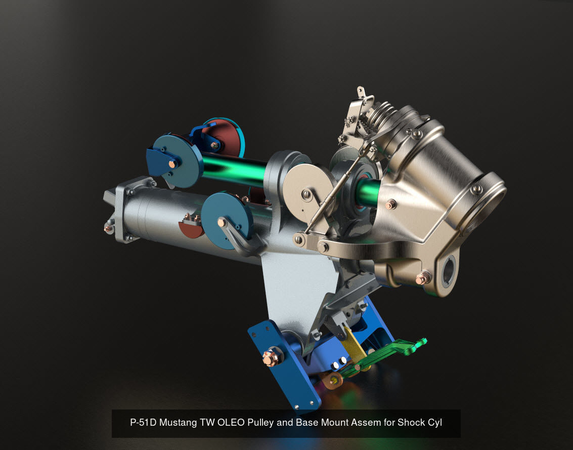 P-51D Mustang TW Shock Cyl Steering Declutch and Mount Brkts 3D Model Collection_4
