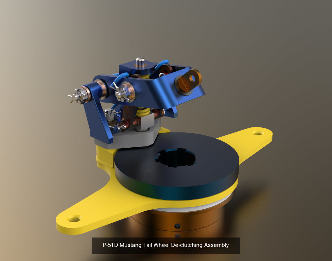 P-51D Mustang TW Shock Cyl Steering Declutch and Mount Brkts 3D Model Collection_2