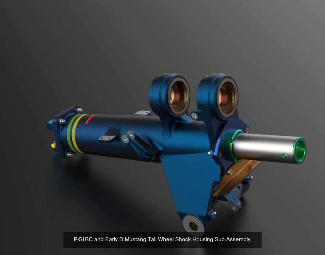 P-51D Mustang TW Shock Cyl Steering Declutch and Mount Brkts 3D Model Collection_3