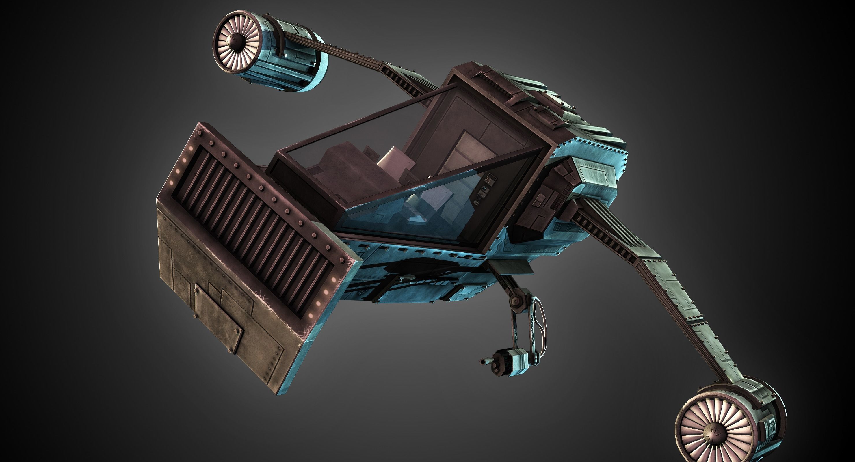 High Detail Space Fighter Concept Low-poly 3D model_2