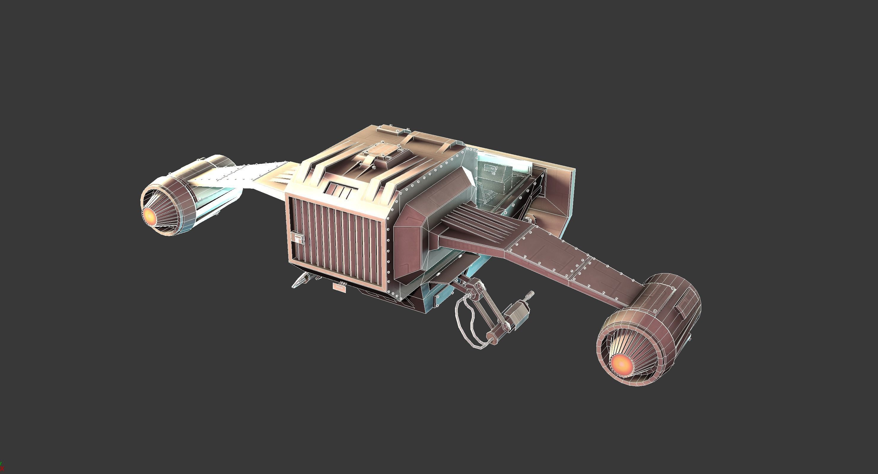 High Detail Space Fighter Concept Low-poly 3D model_7