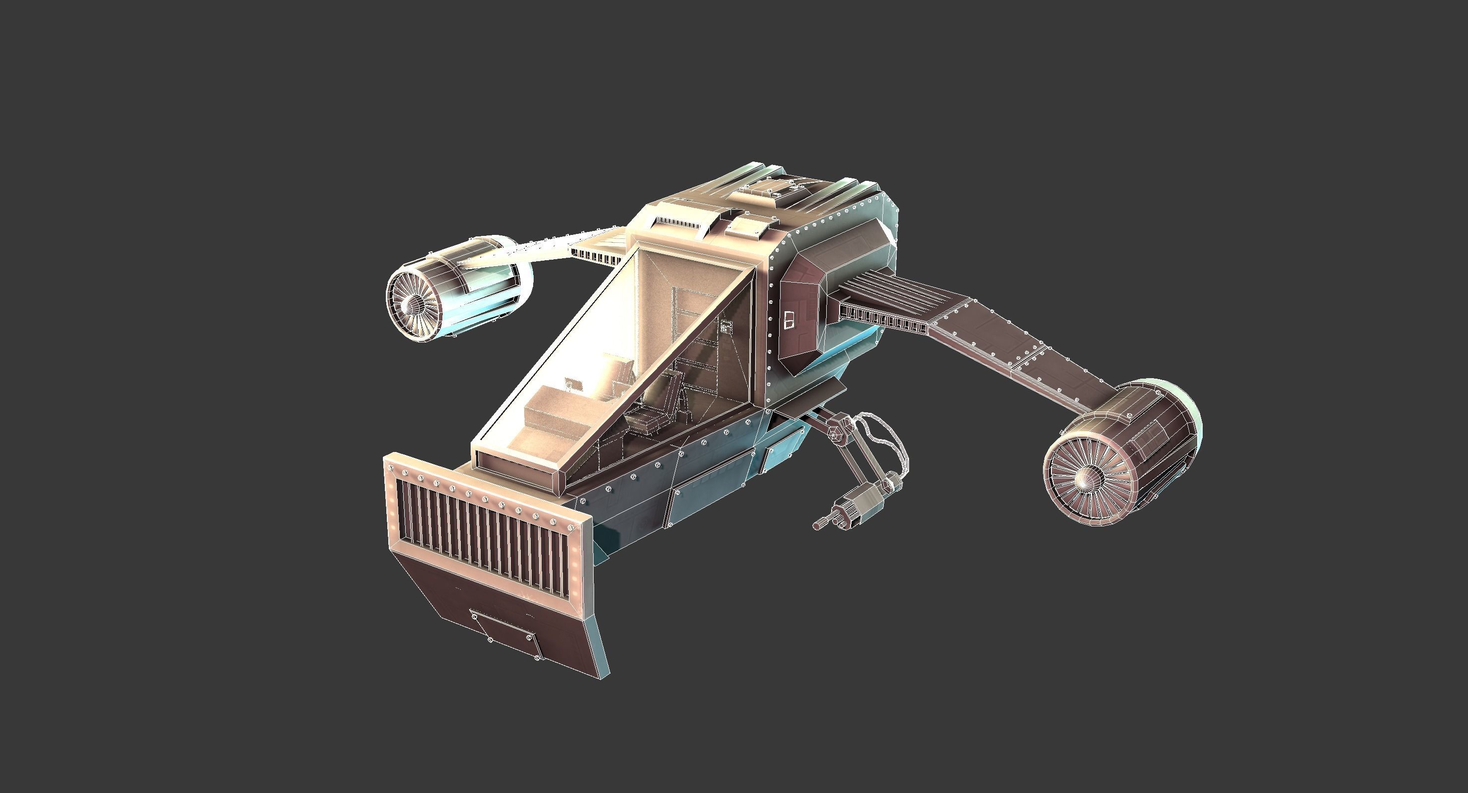 High Detail Space Fighter Concept Low-poly 3D model_6