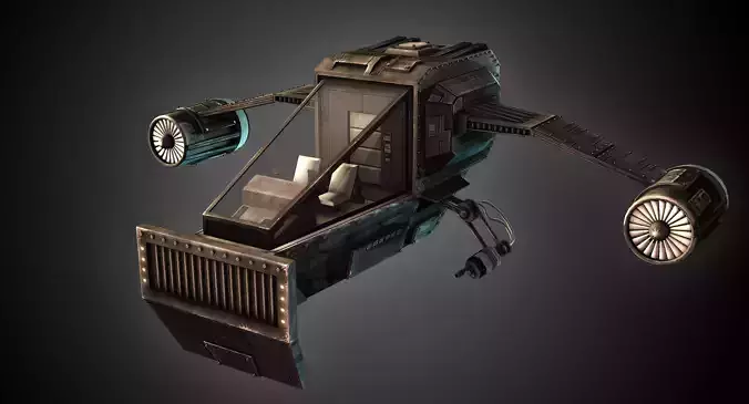High Detail Space Fighter Concept Low-poly 3D model