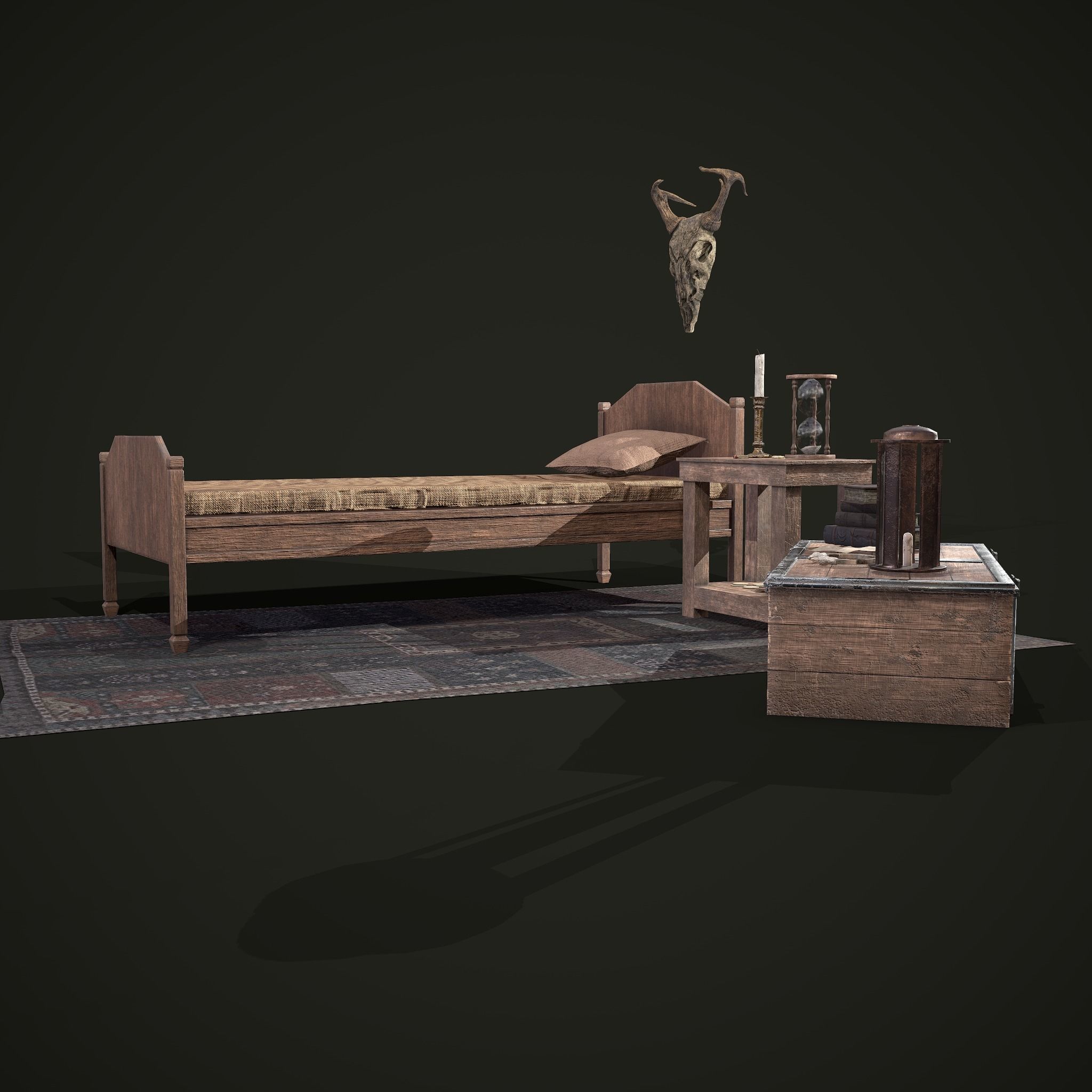 Medieval Tavern Bedroom Props Pack 3D Model Collection_18