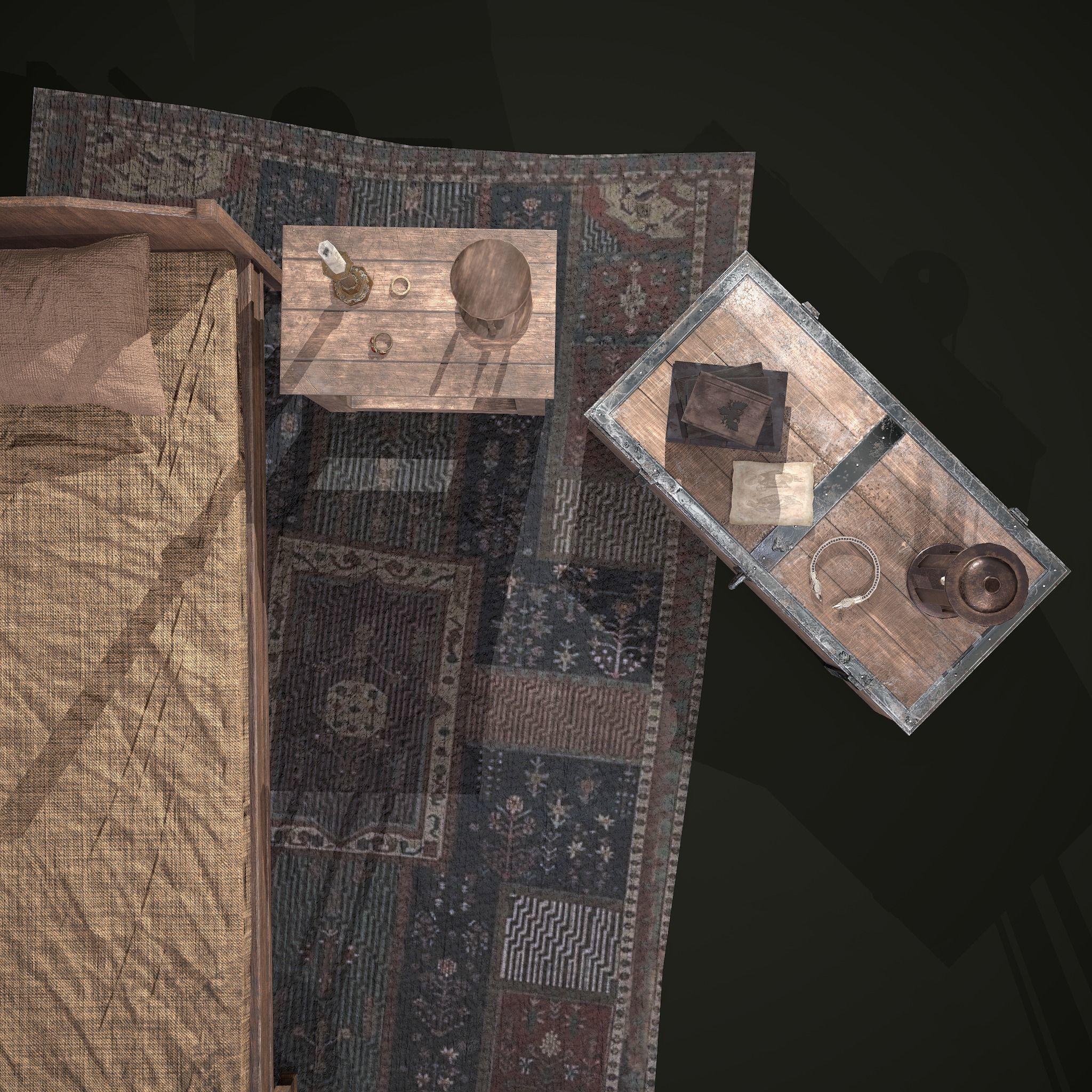 Medieval Tavern Bedroom Props Pack 3D Model Collection_16